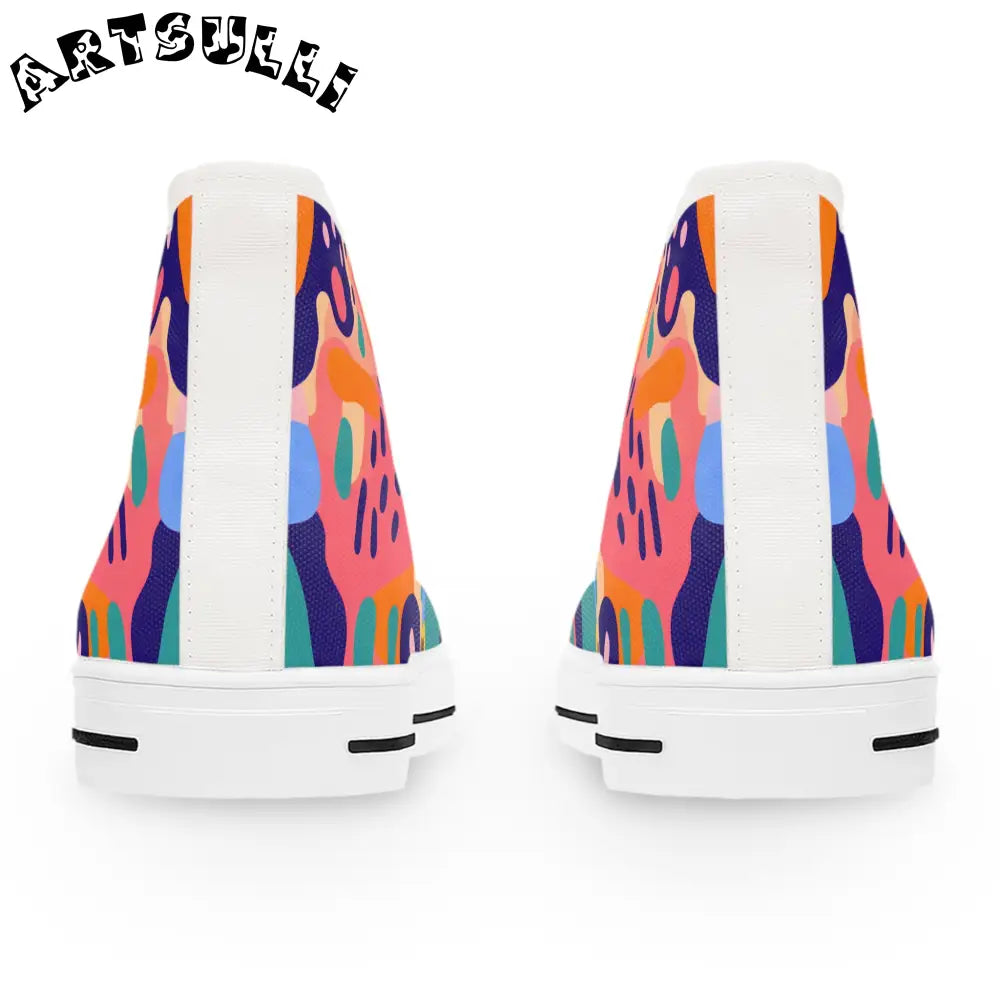 JAKKOUTTHEBXX Abstract Art Women’s Multi-Color High Top Sneakers Features Breathable Polyester 2025