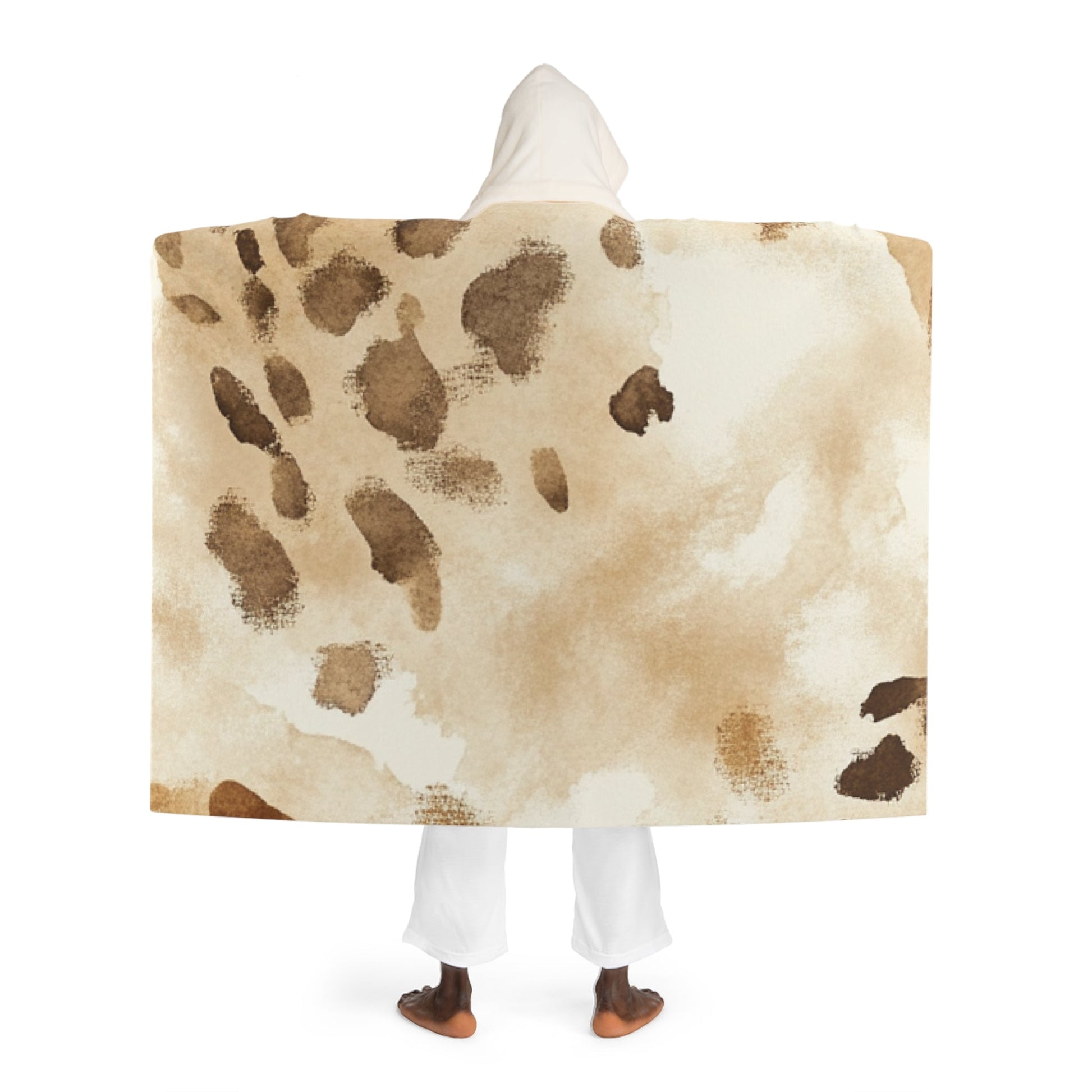 Abstract Brown and Tan Hooded Fleece Blanket, Artsulli - Art is Long, Life is Short, All Over Prints, , , , , , , 