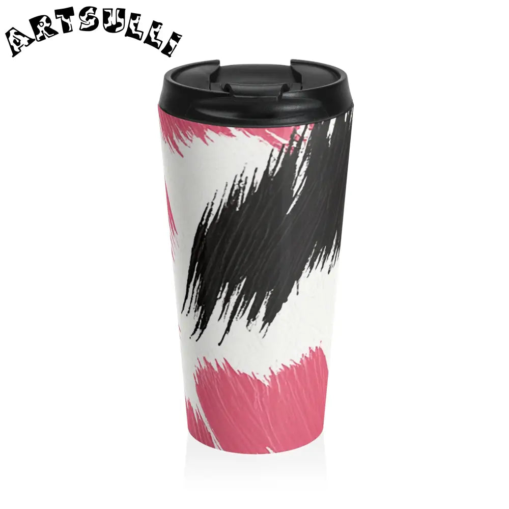 Abstract Brushstroke Stainless Steel Travel Mug, Artsulli - Art is Long, Life is Short, Mug, Size, 15oz, , , , , 52411516713943810727