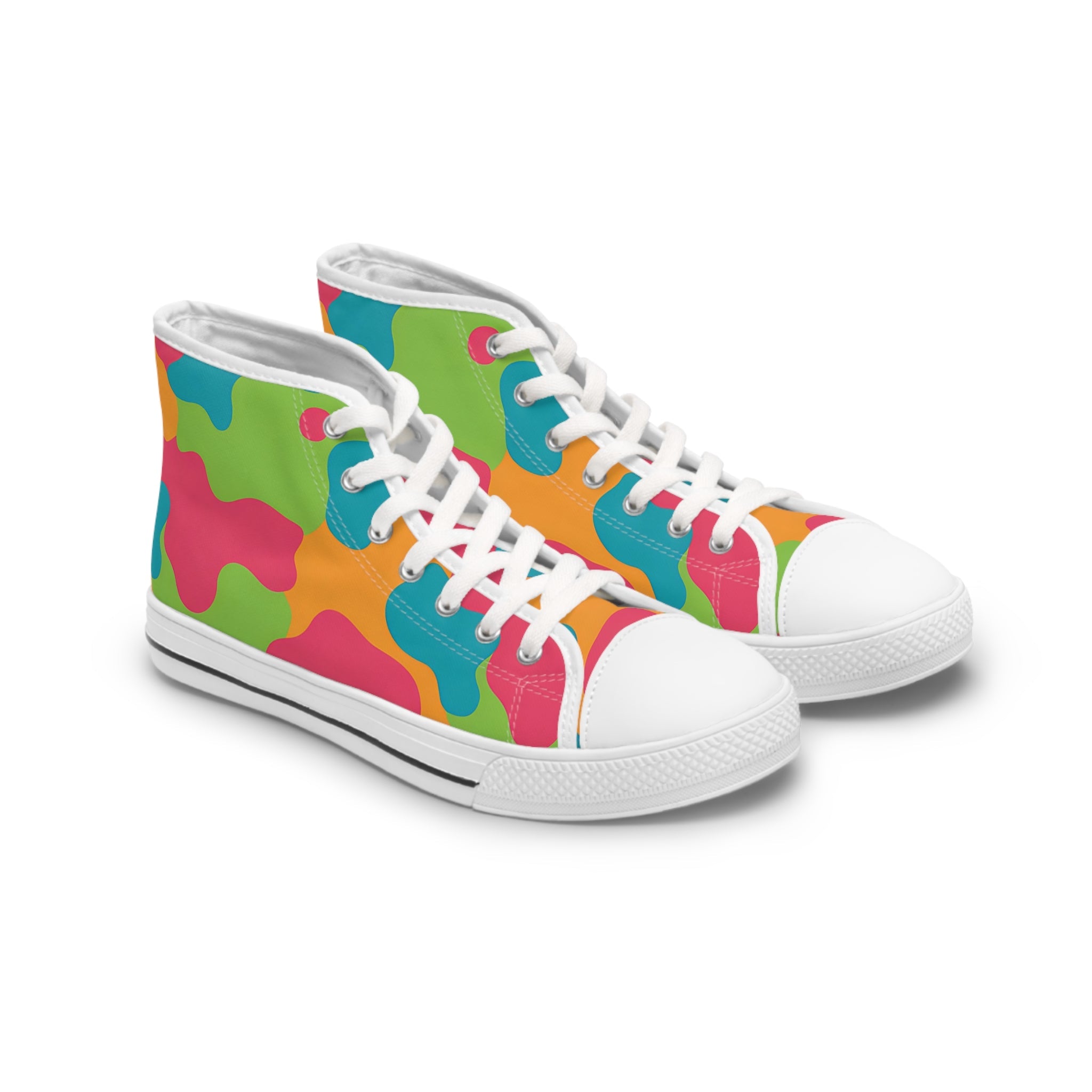 Abstract Camouflage High Top Sneakers, Artsulli - Art is Long, Life is Short, Shoes, Size, US 5.5, Color, White sole, , , 20670478518352024832