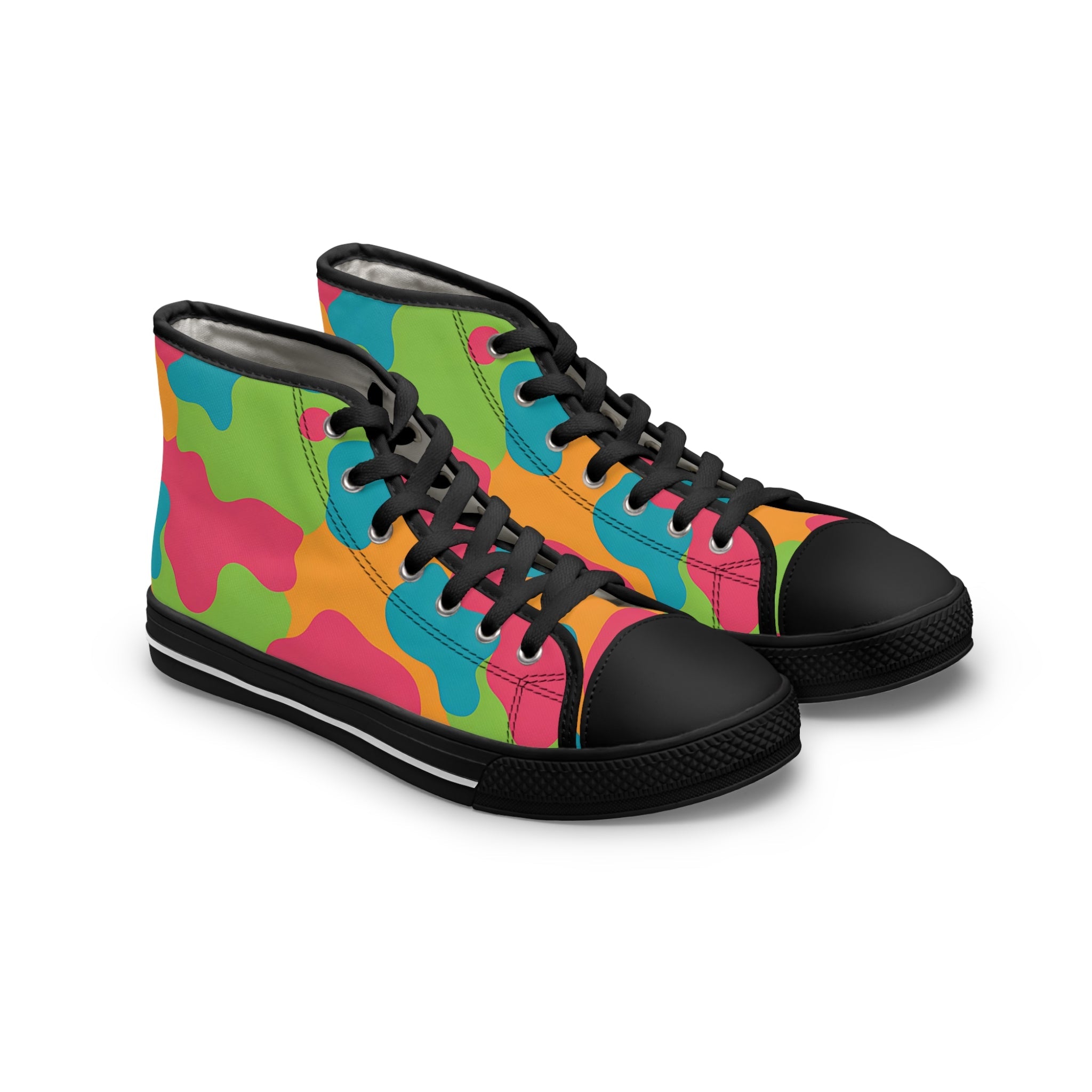Abstract Camouflage High Top Sneakers, Artsulli - Art is Long, Life is Short, Shoes, Size, US 5.5, Color, Black sole, , , 33621057391702810746