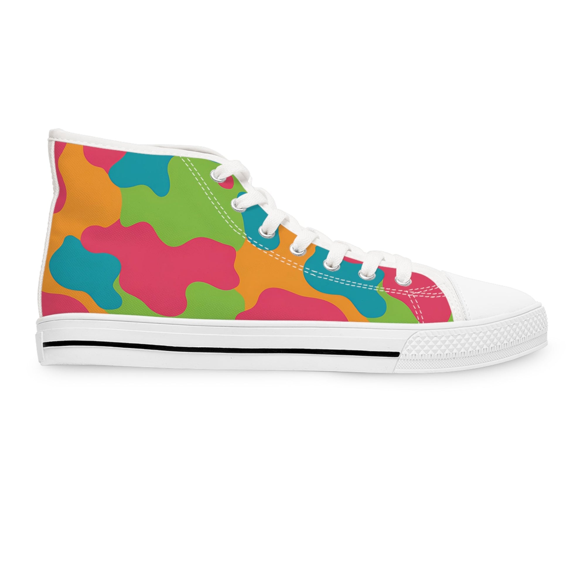 Abstract Camouflage High Top Sneakers, Artsulli - Art is Long, Life is Short, Shoes, , , , , , , 