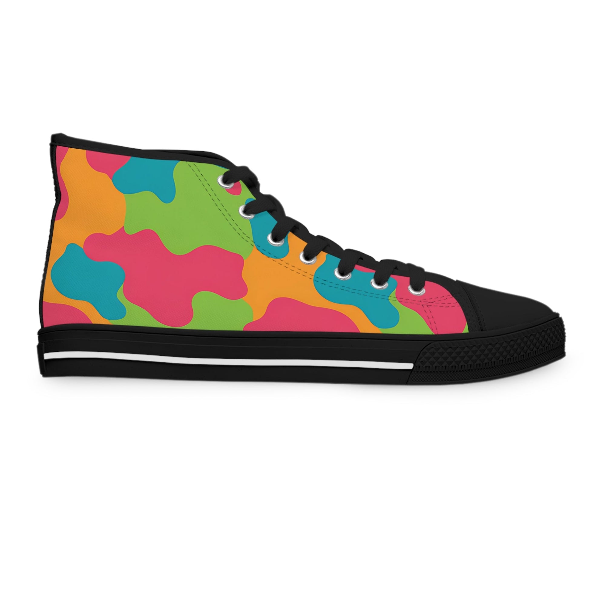 Abstract Camouflage High Top Sneakers, Artsulli - Art is Long, Life is Short, Shoes, , , , , , , 
