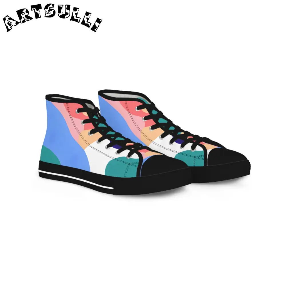 Abstract Canvas High Tops with Enhanced PU Leather, Artsulli - Art is Long, Life is Short, Shoes, Size, US 5, Color, Black sole, , , 66750541469720