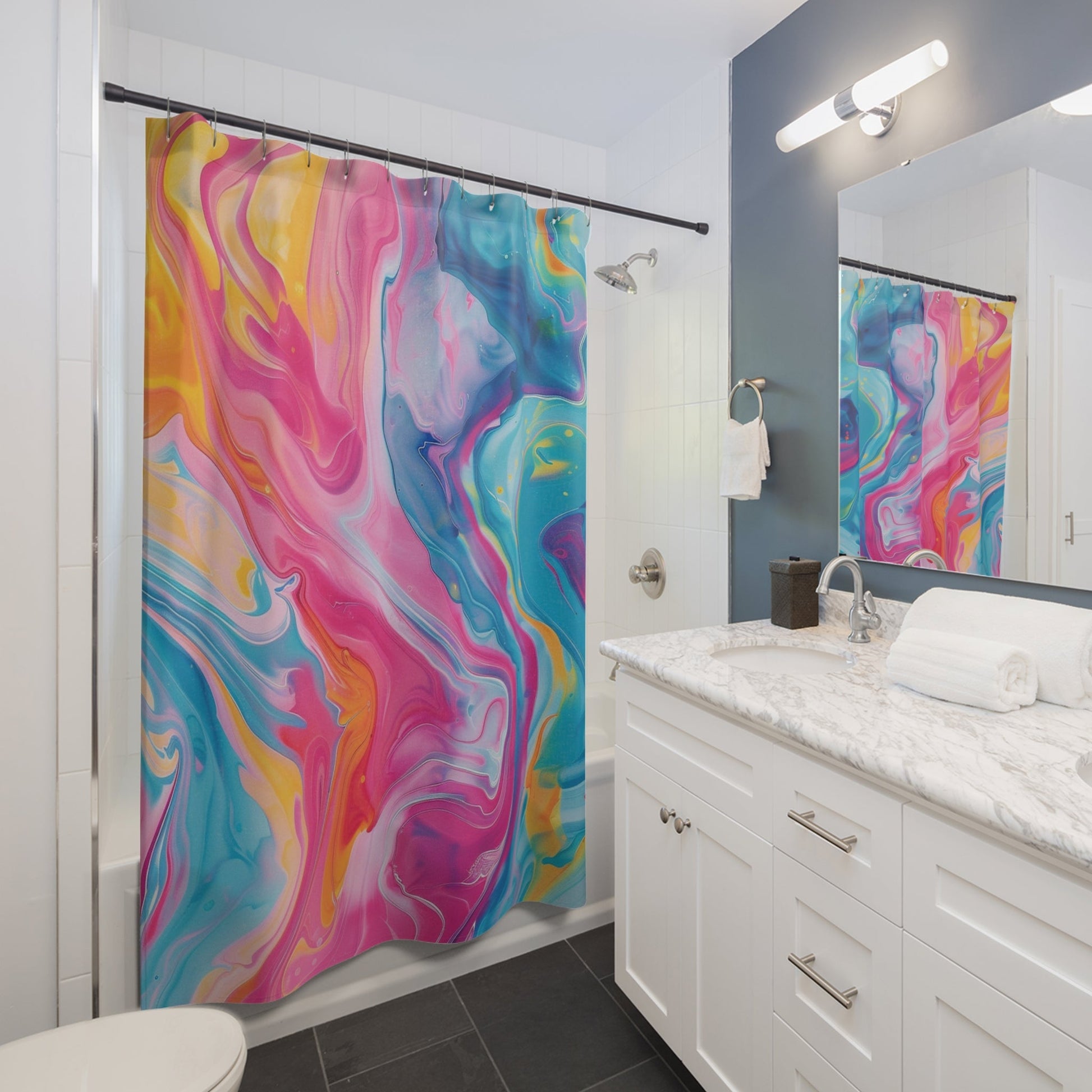 Abstract Colorful Marble Shower Curtain, Artsulli - Art is Long, Life is Short, Home Decor, , , , , , , 