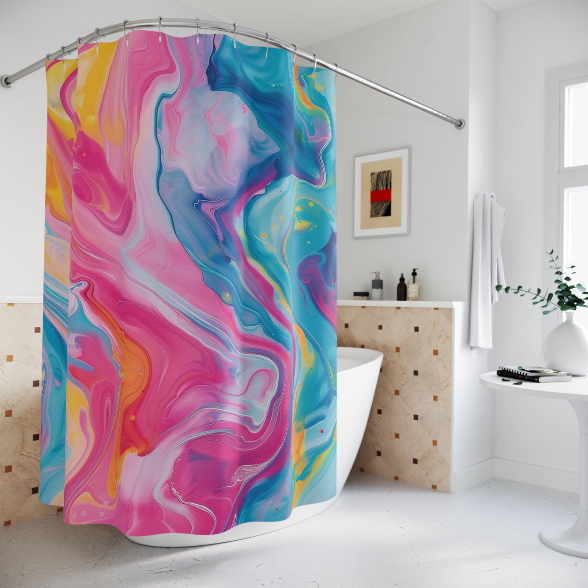 Abstract Colorful Marble Shower Curtain, Artsulli - Art is Long, Life is Short, Home Decor, , , , , , , 