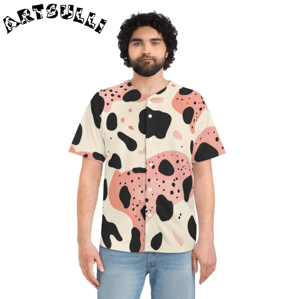 JAKKOUTTHEBXX Abstract Cow Print Baseball Jersey 2025