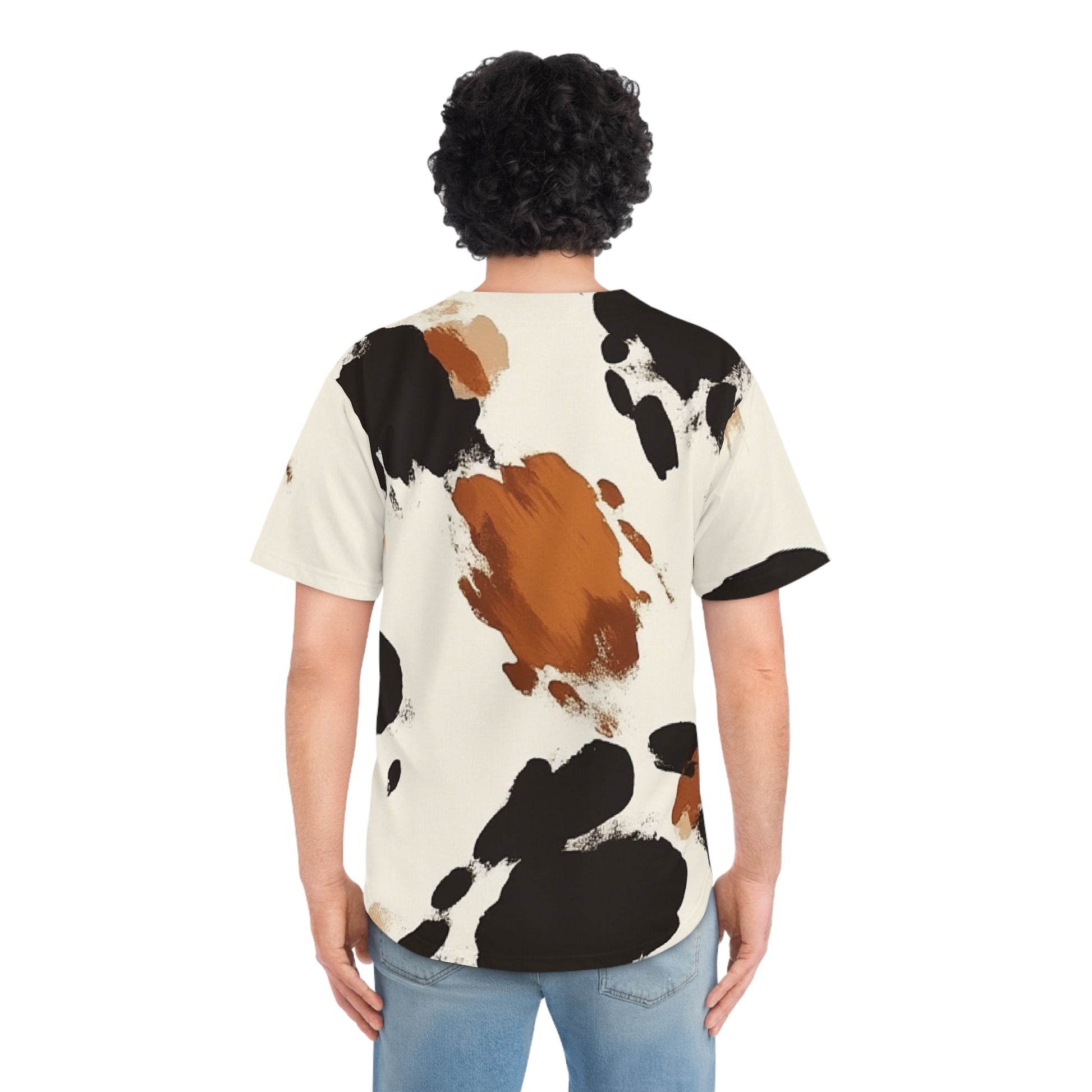 Abstract Cow Print Baseball Jersey, Artsulli - Art is Long, Life is Short, All Over Prints, , , , , , , 