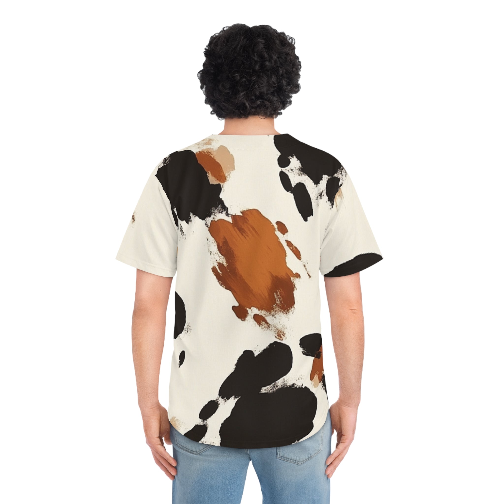 Abstract Cow Print Baseball Jersey, Artsulli - Art is Long, Life is Short, All Over Prints, , , , , , , 