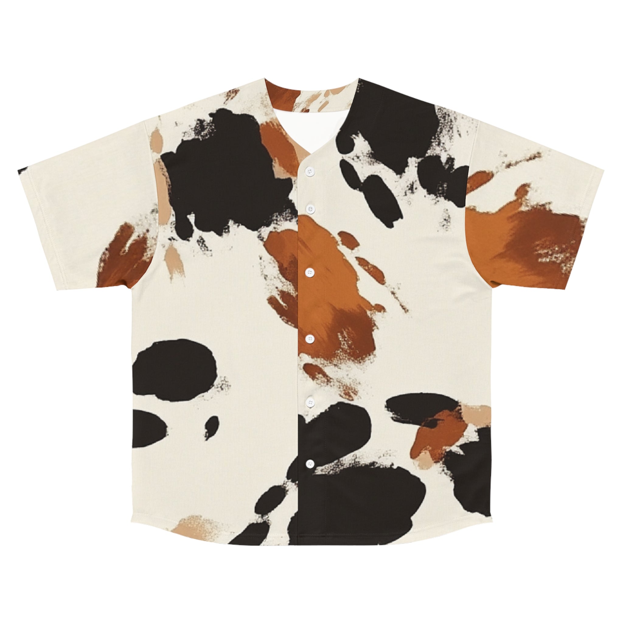 Abstract Cow Print Baseball Jersey, Artsulli - Art is Long, Life is Short, All Over Prints, Size, S, Color, Seam thread color automatically matched to design, , , 62697782103214007488