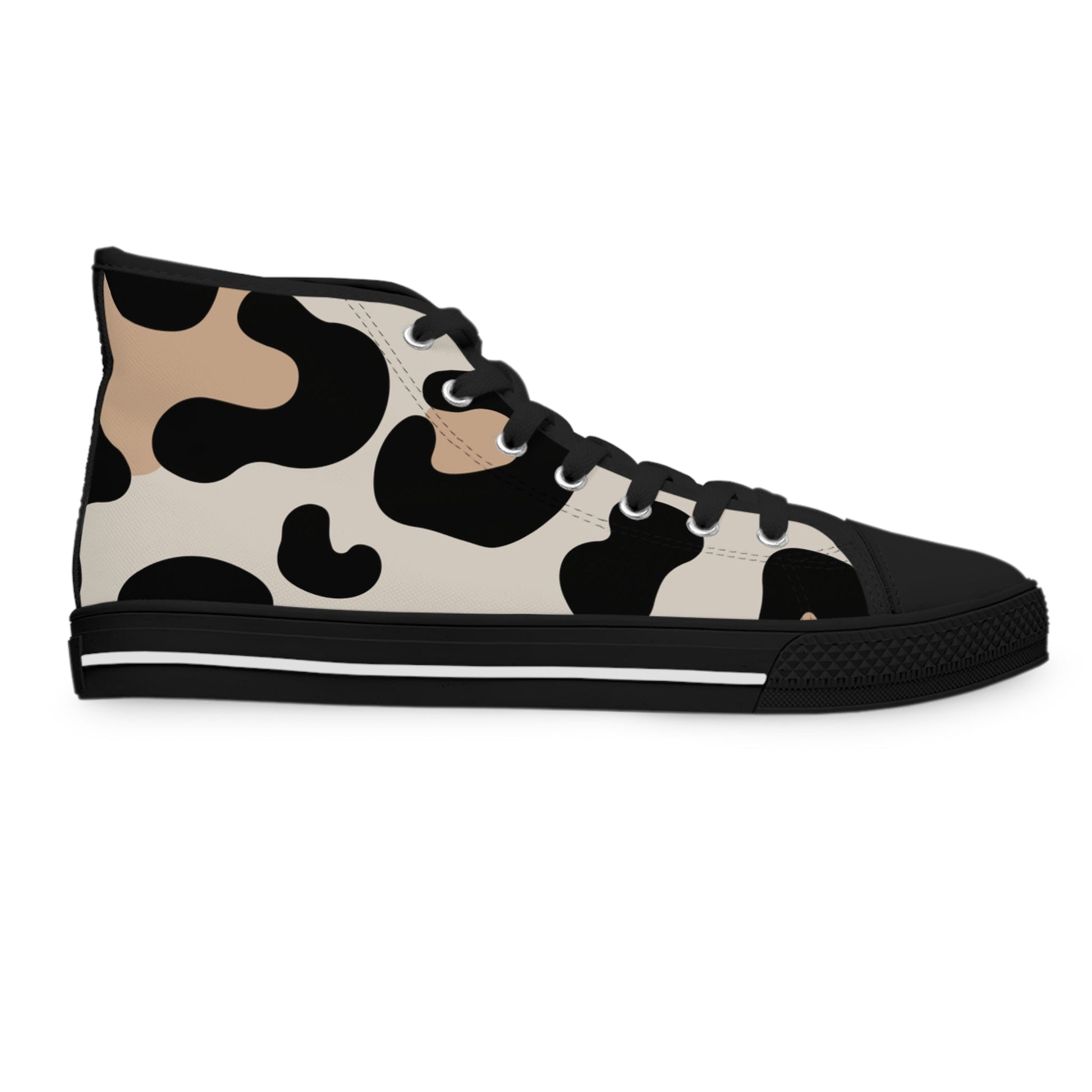 Abstract Cow Print High Top Sneakers, Artsulli - Art is Long, Life is Short, Shoes, , , , , , , 