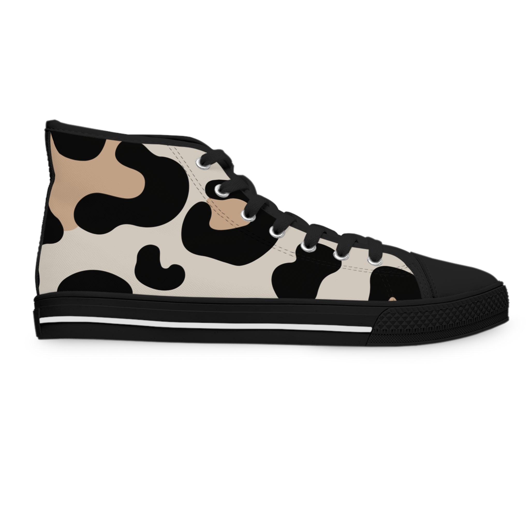 Abstract Cow Print High Top Sneakers, Artsulli - Art is Long, Life is Short, Shoes, , , , , , , 