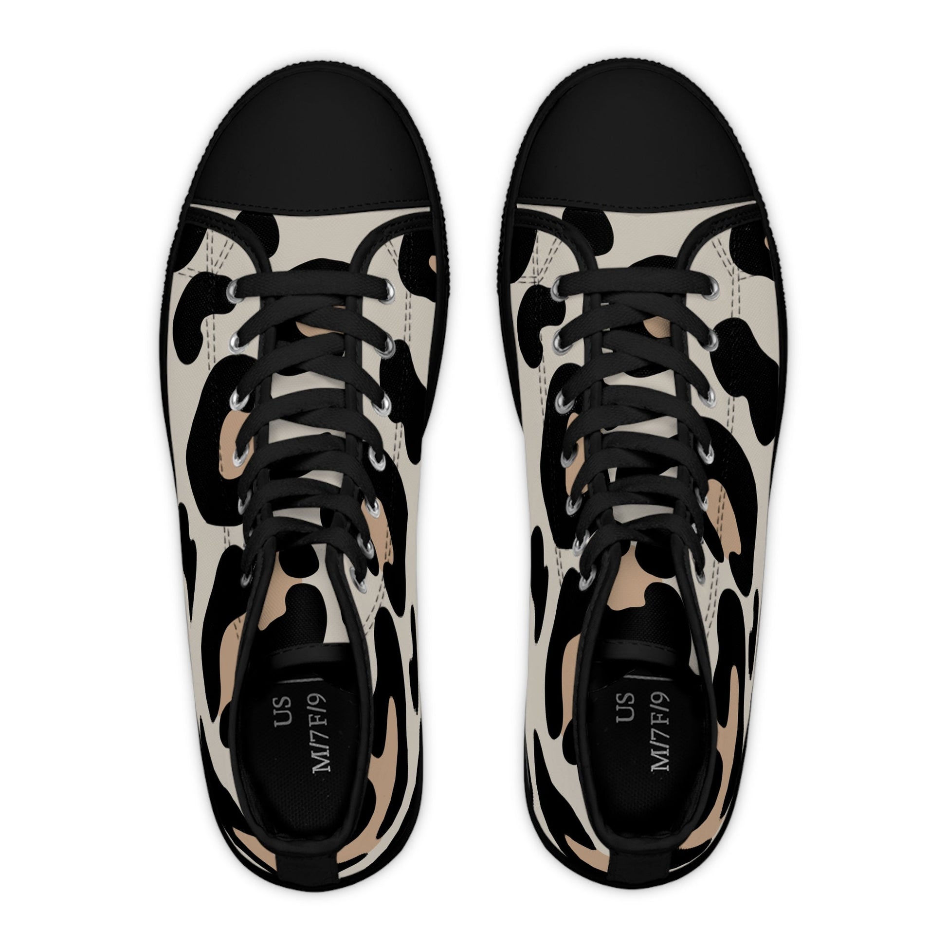 Abstract Cow Print High Top Sneakers, Artsulli - Art is Long, Life is Short, Shoes, , , , , , , 