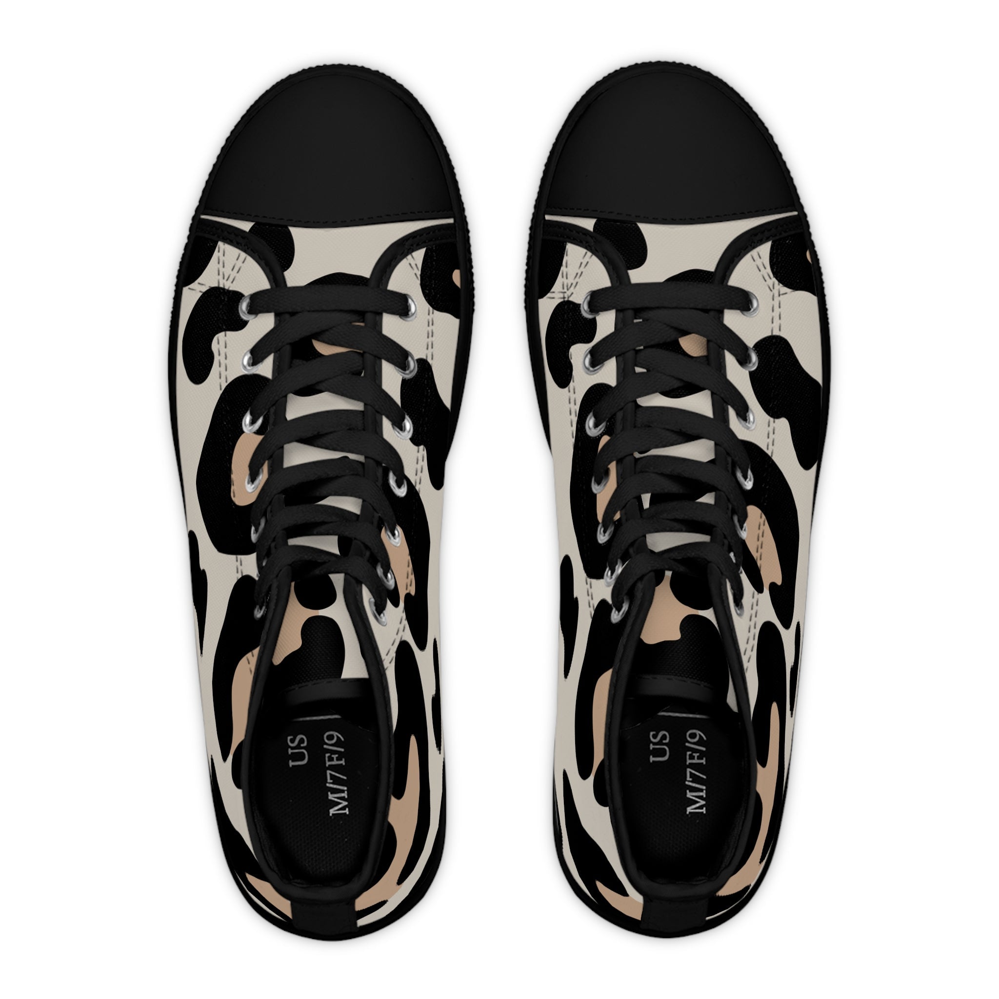 Abstract Cow Print High Top Sneakers, Artsulli - Art is Long, Life is Short, Shoes, , , , , , , 