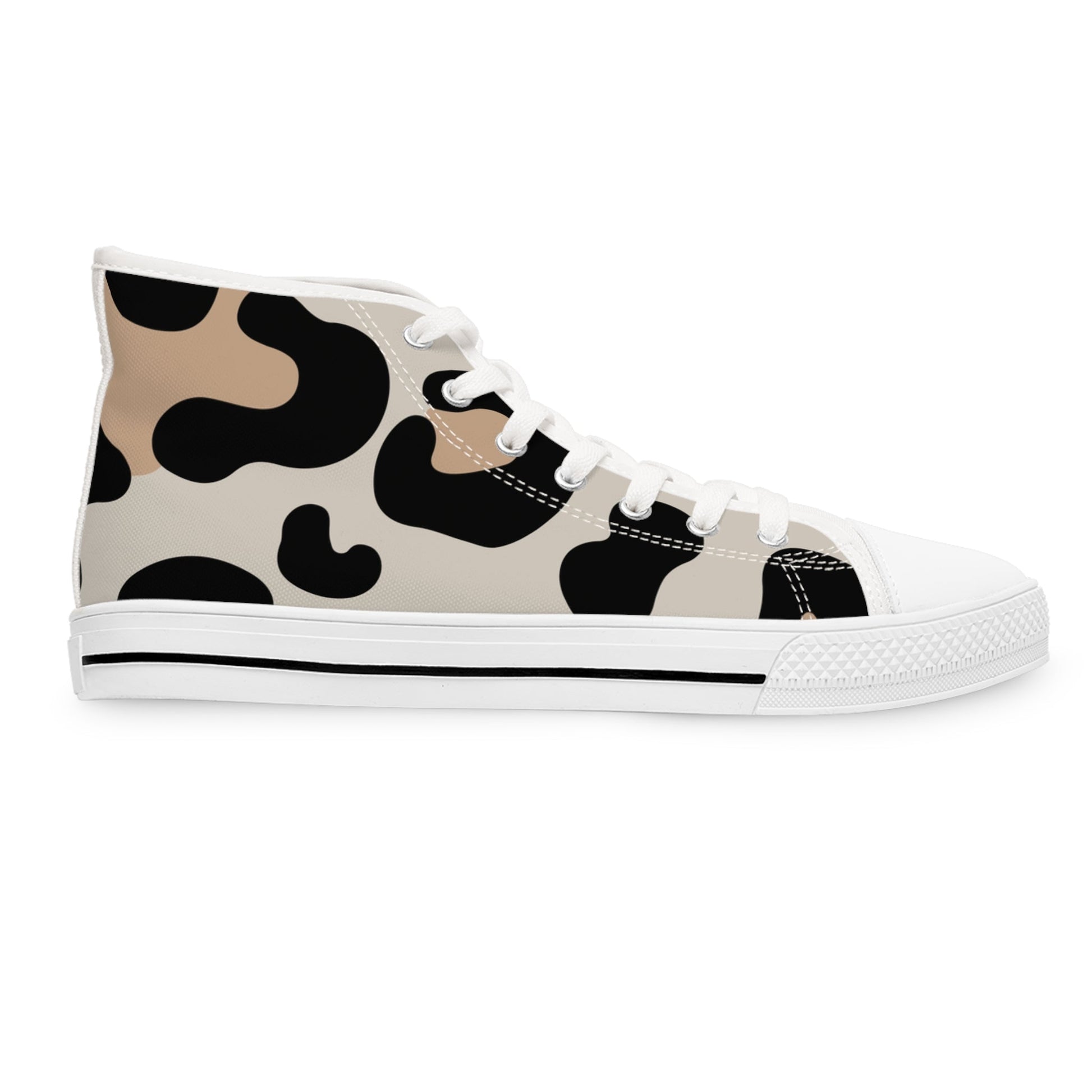 Abstract Cow Print High Top Sneakers, Artsulli - Art is Long, Life is Short, Shoes, , , , , , , 
