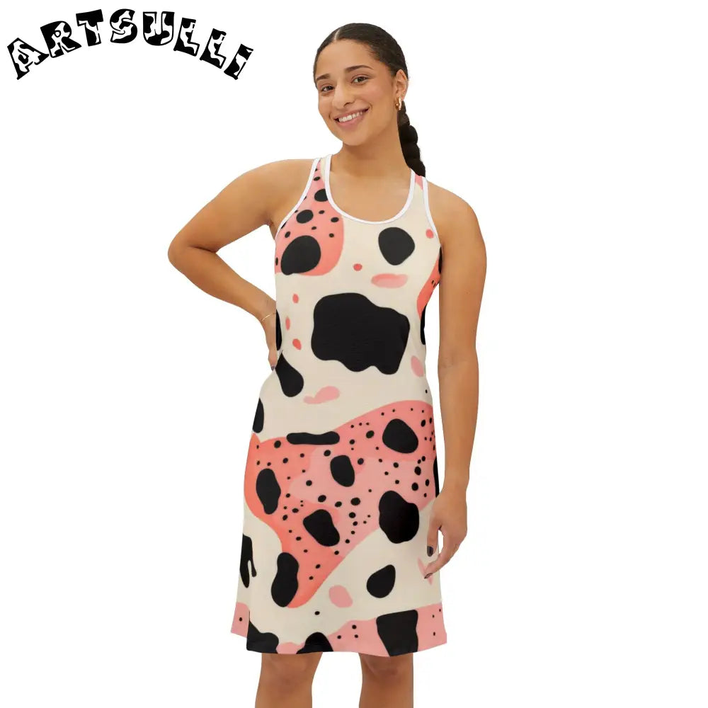 Abstract Cow Print Jersey-Knit Tank Dress, Artsulli - Art is Long, Life is Short, Tank Top, , , , , , , 