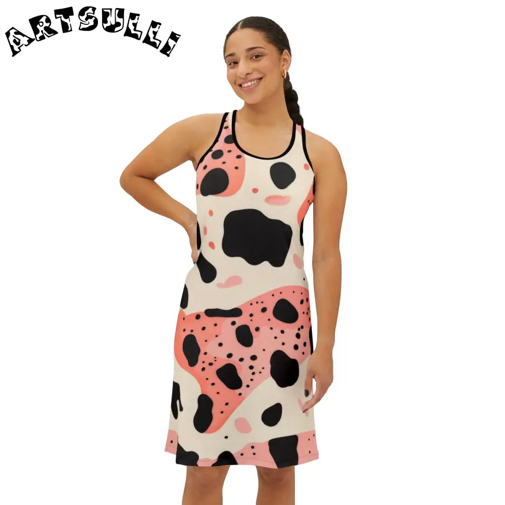 Abstract Cow Print Jersey-Knit Tank Dress, Artsulli - Art is Long, Life is Short, Tank Top, , , , , , , 