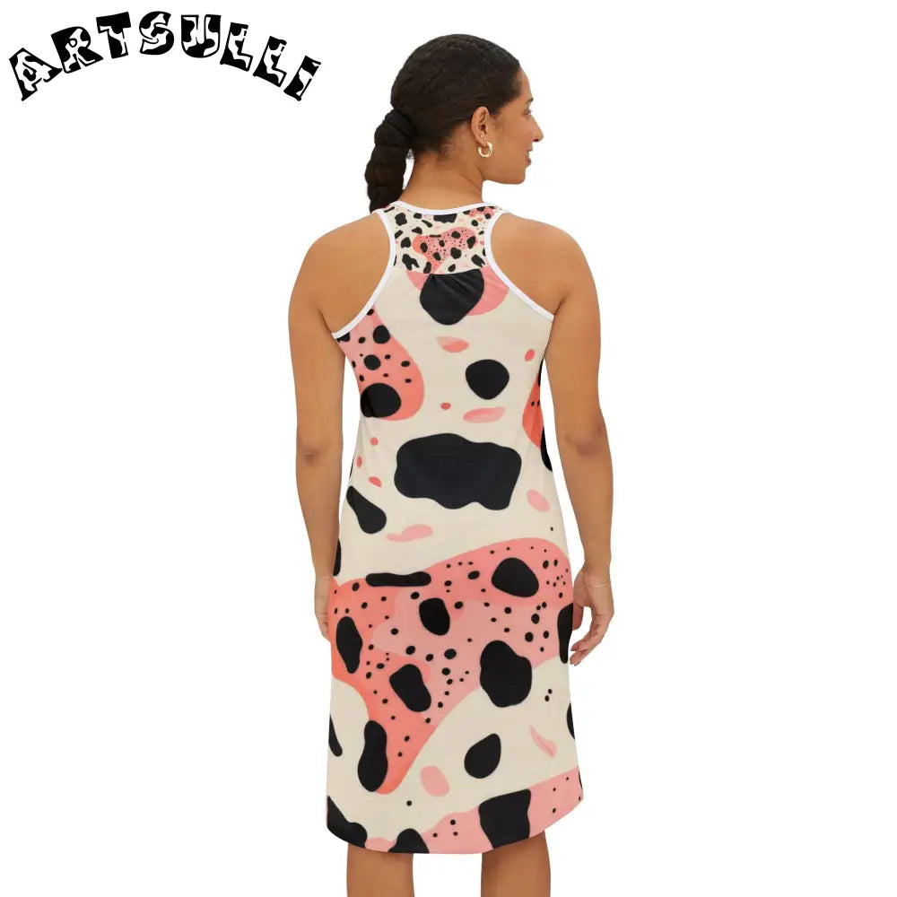 Abstract Cow Print Jersey-Knit Tank Dress, Artsulli - Art is Long, Life is Short, Tank Top, , , , , , , 
