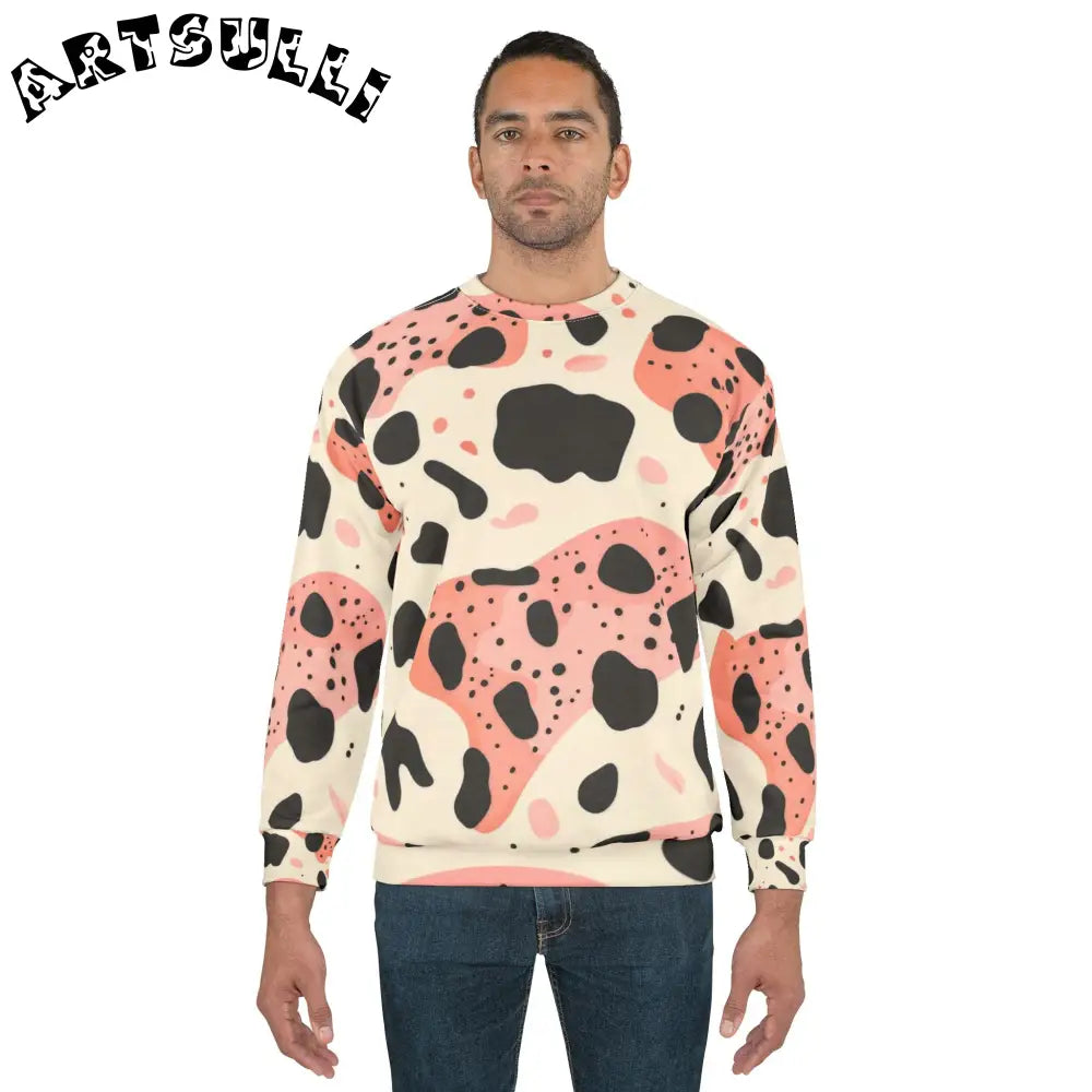 Abstract Crewneck Sweatshirt Featuring Abstract Circles, Artsulli - Art is Long, Life is Short, All Over Prints, , , , , , , 