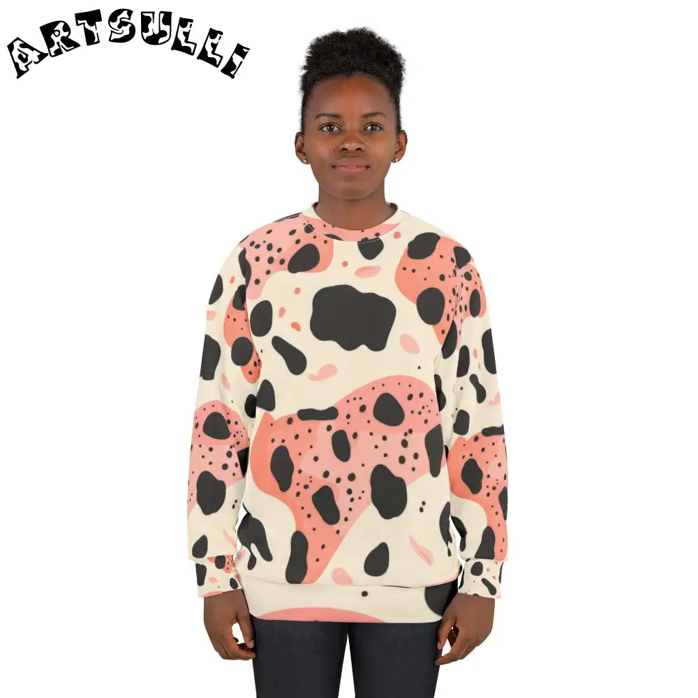Abstract Crewneck Sweatshirt Featuring Abstract Circles, Artsulli - Art is Long, Life is Short, All Over Prints, , , , , , , 