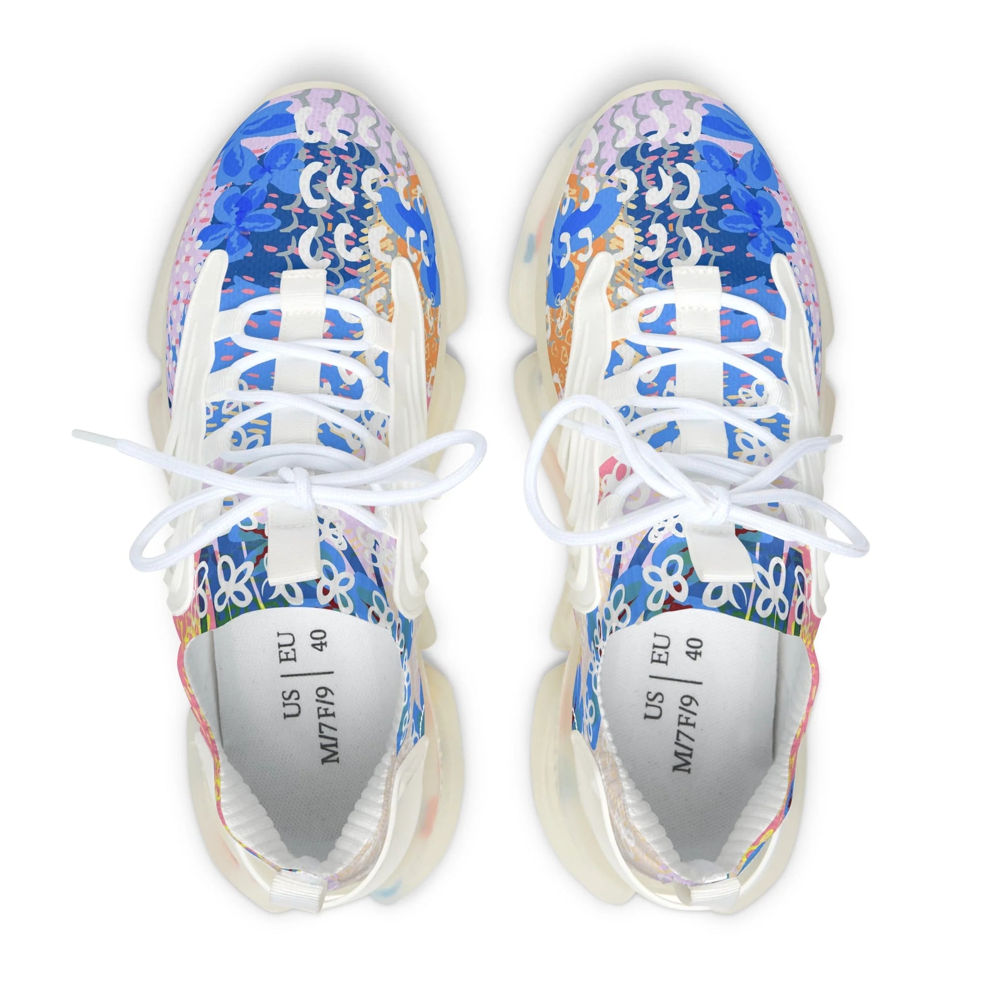 Abstract Doodle Art Blue Pastel Floral Mesh Sneakers, Artsulli - Art is Long, Life is Short, Shoes, , , , , , , 