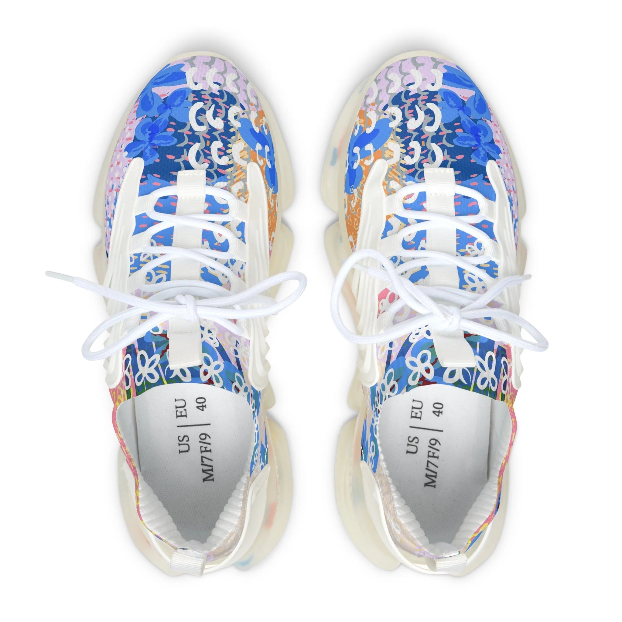 Abstract Doodle Art Blue Pastel Floral Mesh Sneakers, Artsulli - Art is Long, Life is Short, Shoes, , , , , , , 