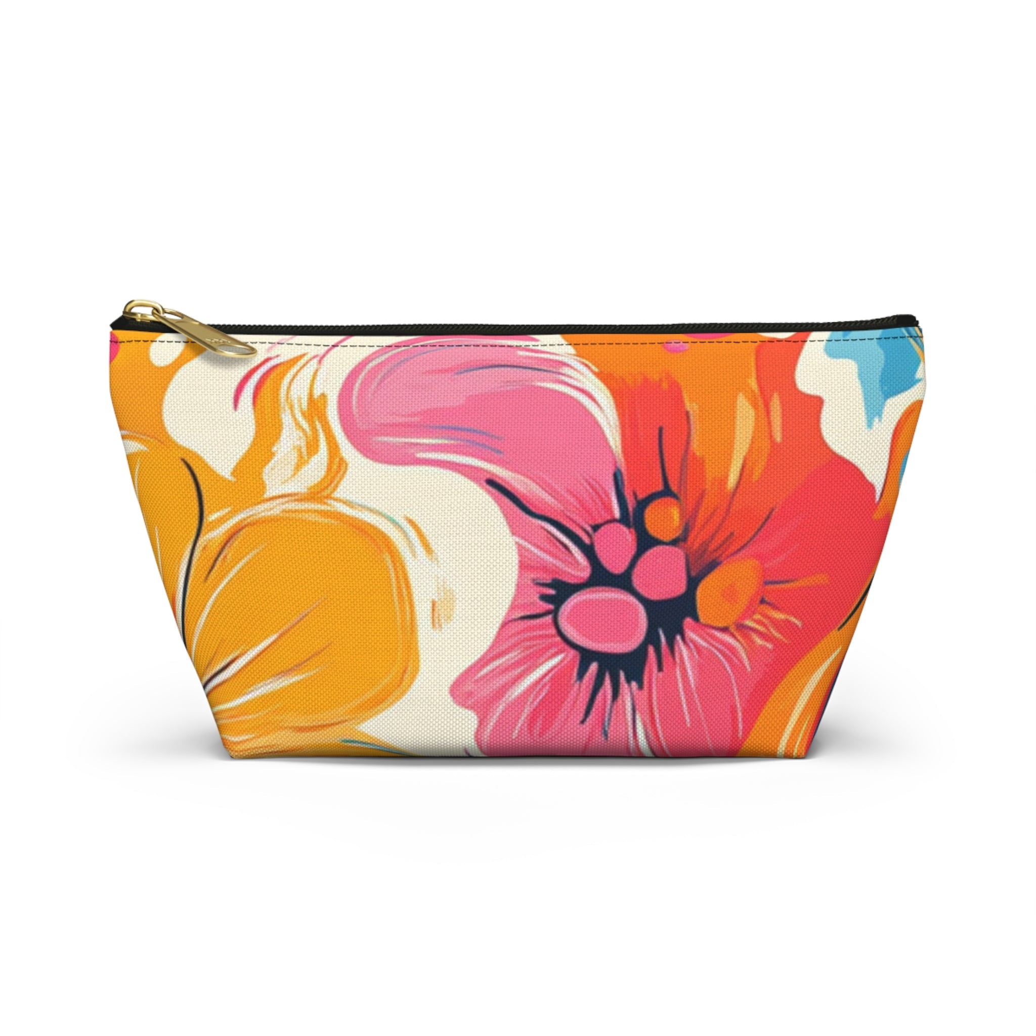 Abstract Floral Accessory Pouch, Artsulli - Art is Long, Life is Short, Bags, Size, Small, Color, Black zipper, , , 17605050503868613695