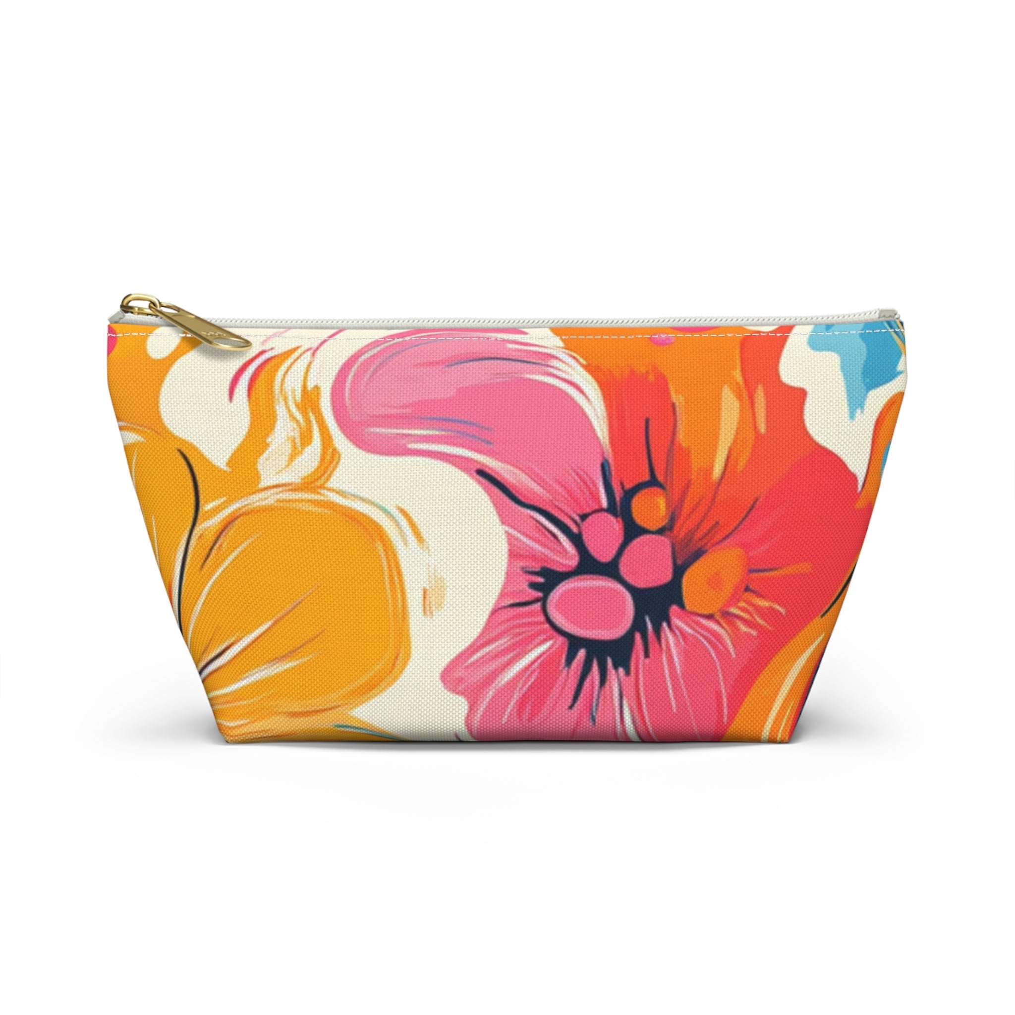Abstract Floral Accessory Pouch, Artsulli - Art is Long, Life is Short, Bags, Size, Small, Color, White zipper, , , 98551075859138760556