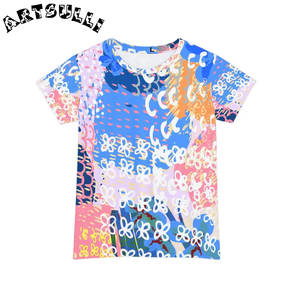 Abstract Floral Artistic Work Printed T-Shirt, Artsulli - Art is Long, Life is Short, All Over Prints, Size, XS, , , , , 31457641669311974312