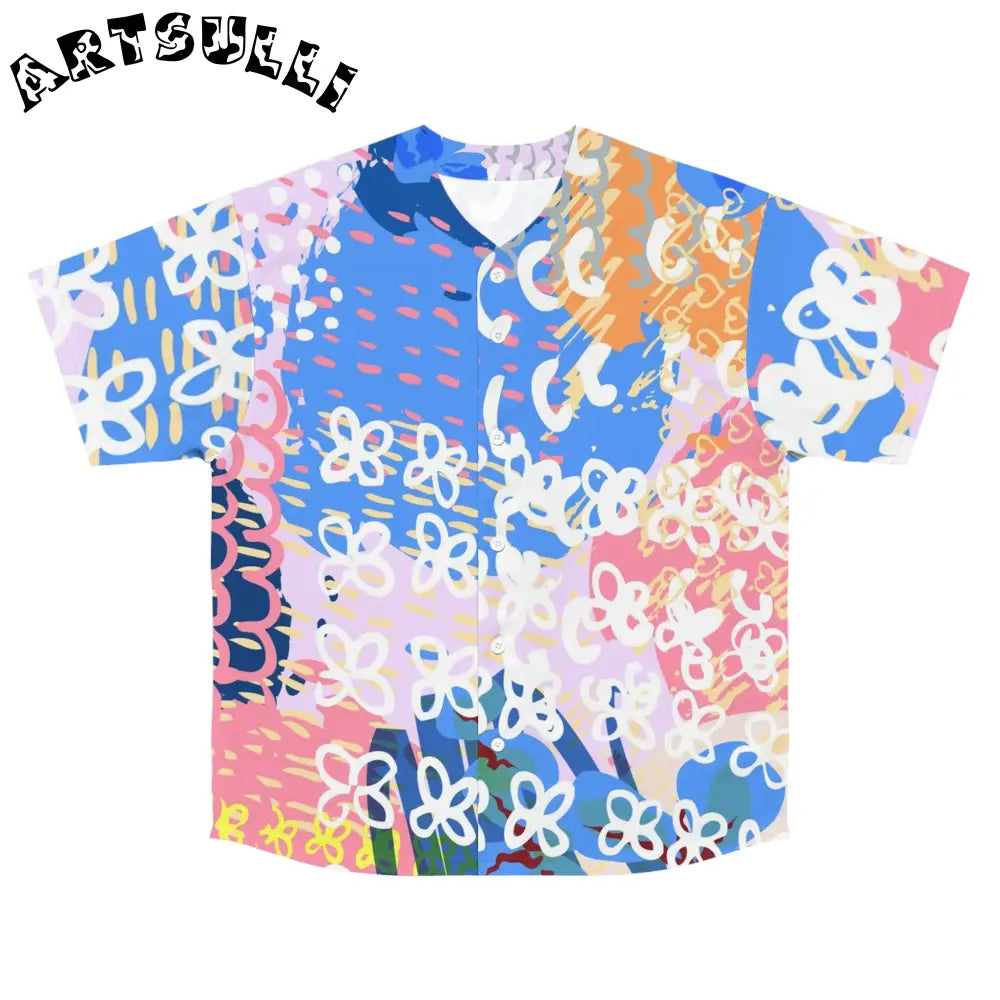 Abstract Floral Brushstroke Baseball Jersey, Artsulli - Art is Long, Life is Short, All Over Prints, Size, S, Color, Seam thread color automatically matched to design, , , 16811505240383586208