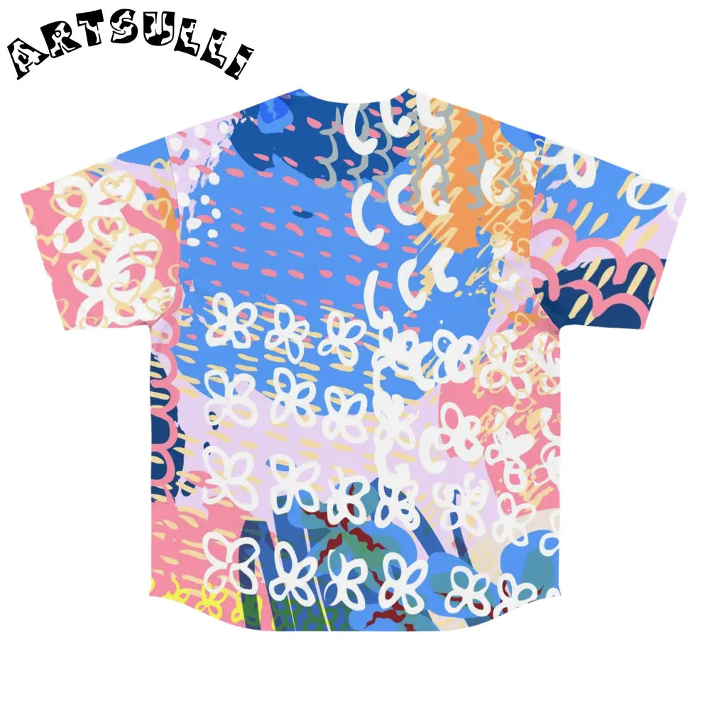 Abstract Floral Brushstroke Baseball Jersey, Artsulli - Art is Long, Life is Short, All Over Prints, , , , , , , 