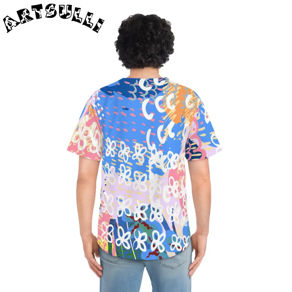 Abstract Floral Brushstroke Baseball Jersey, Artsulli - Art is Long, Life is Short, All Over Prints, , , , , , , 