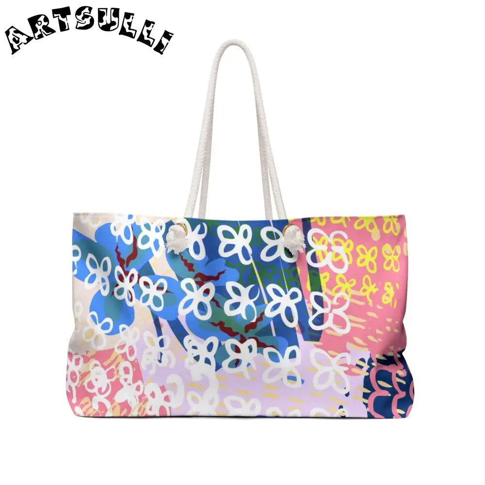 Abstract Floral Oversized Weekender Tote, Artsulli - Art is Long, Life is Short, Bags, , , , , , , 