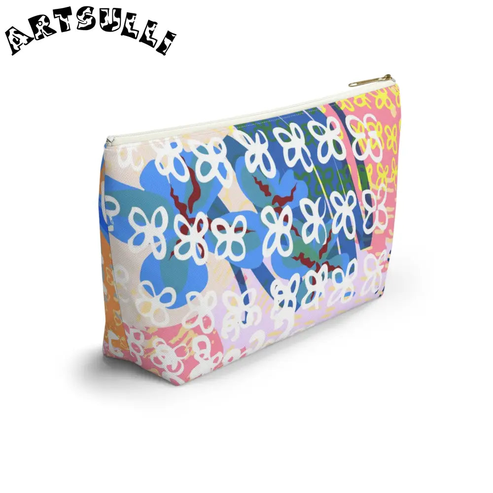 Abstract Floral T-Bottom Cosmetic Travel Bag, Artsulli - Art is Long, Life is Short, Bags, , , , , , , 