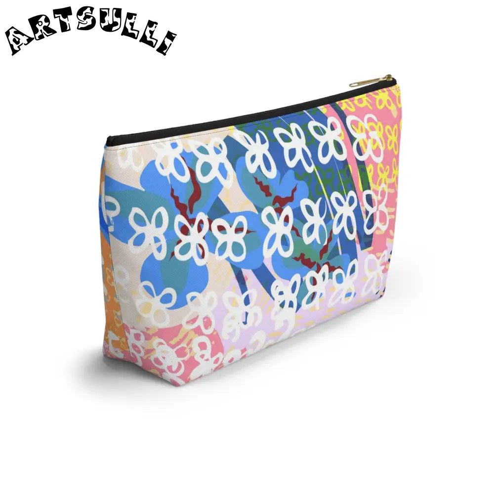 Abstract Floral T-Bottom Cosmetic Travel Bag, Artsulli - Art is Long, Life is Short, Bags, , , , , , , 