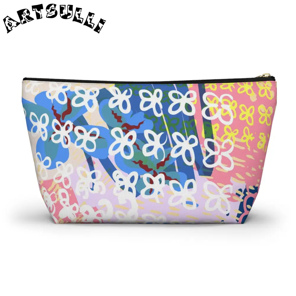 Abstract Floral T-Bottom Cosmetic Travel Bag, Artsulli - Art is Long, Life is Short, Bags, , , , , , , 