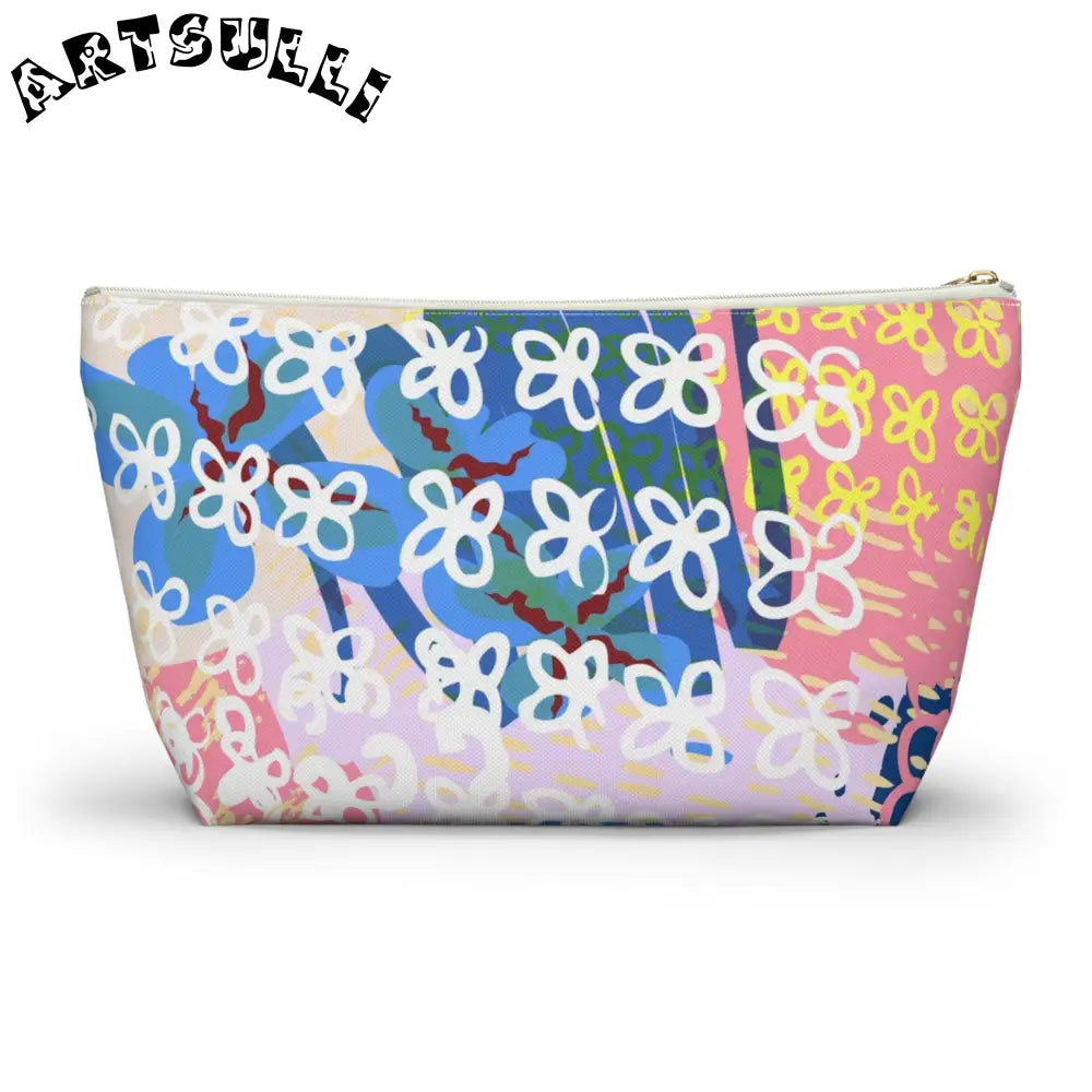 Abstract Floral T-Bottom Cosmetic Travel Bag, Artsulli - Art is Long, Life is Short, Bags, , , , , , , 