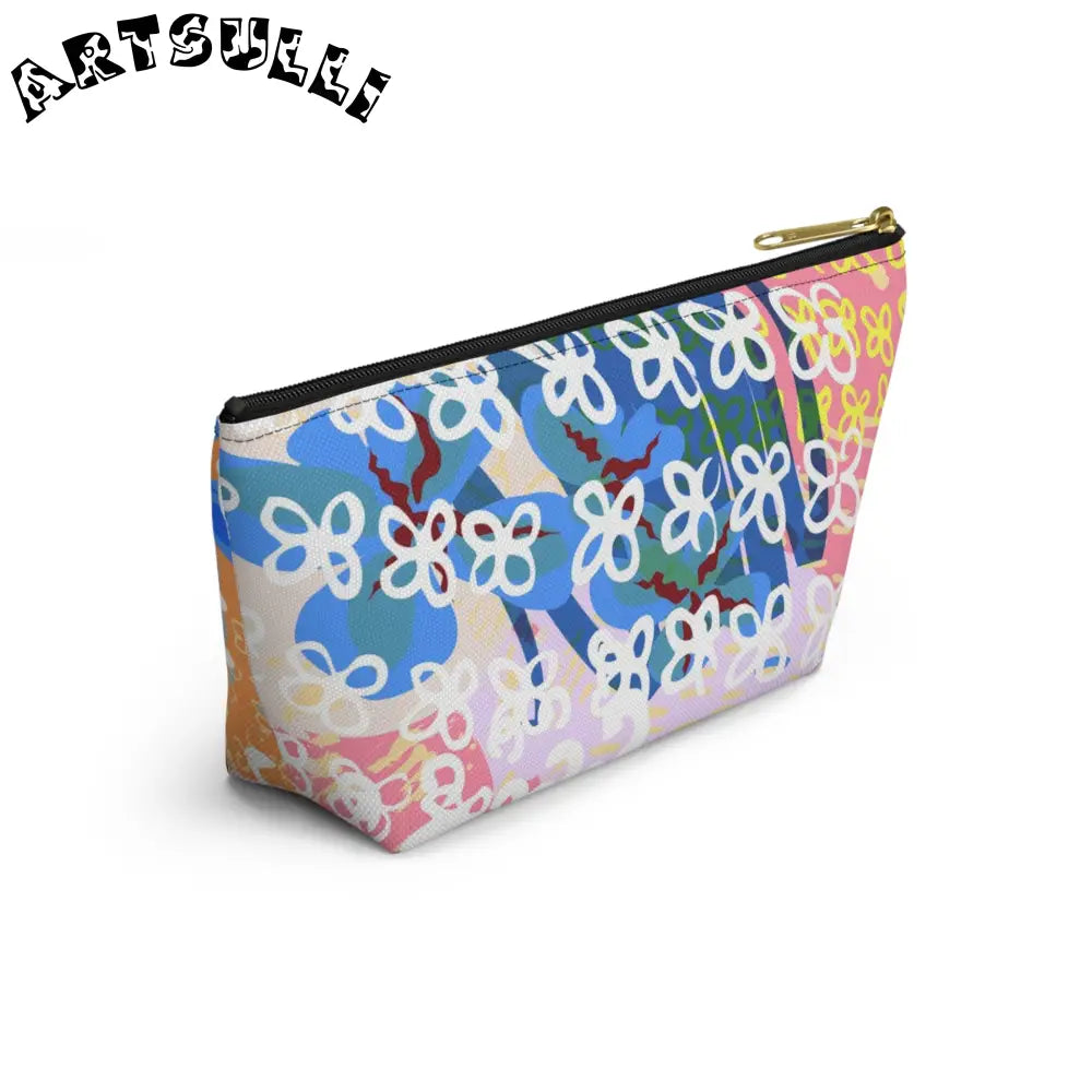 Abstract Floral T-Bottom Cosmetic Travel Bag, Artsulli - Art is Long, Life is Short, Bags, , , , , , , 
