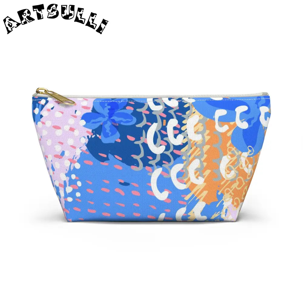 Abstract Floral T-Bottom Cosmetic Travel Bag, Artsulli - Art is Long, Life is Short, Bags, Size, Small, Color, White zipper, , , 16331028353361376564