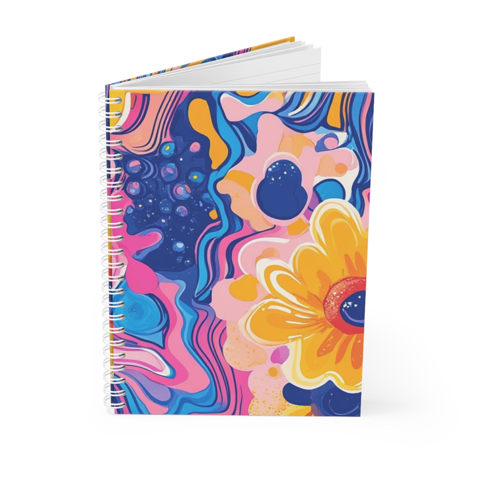 Printify Abstract Floral Wide-Ruled Spiral Notebook 2025