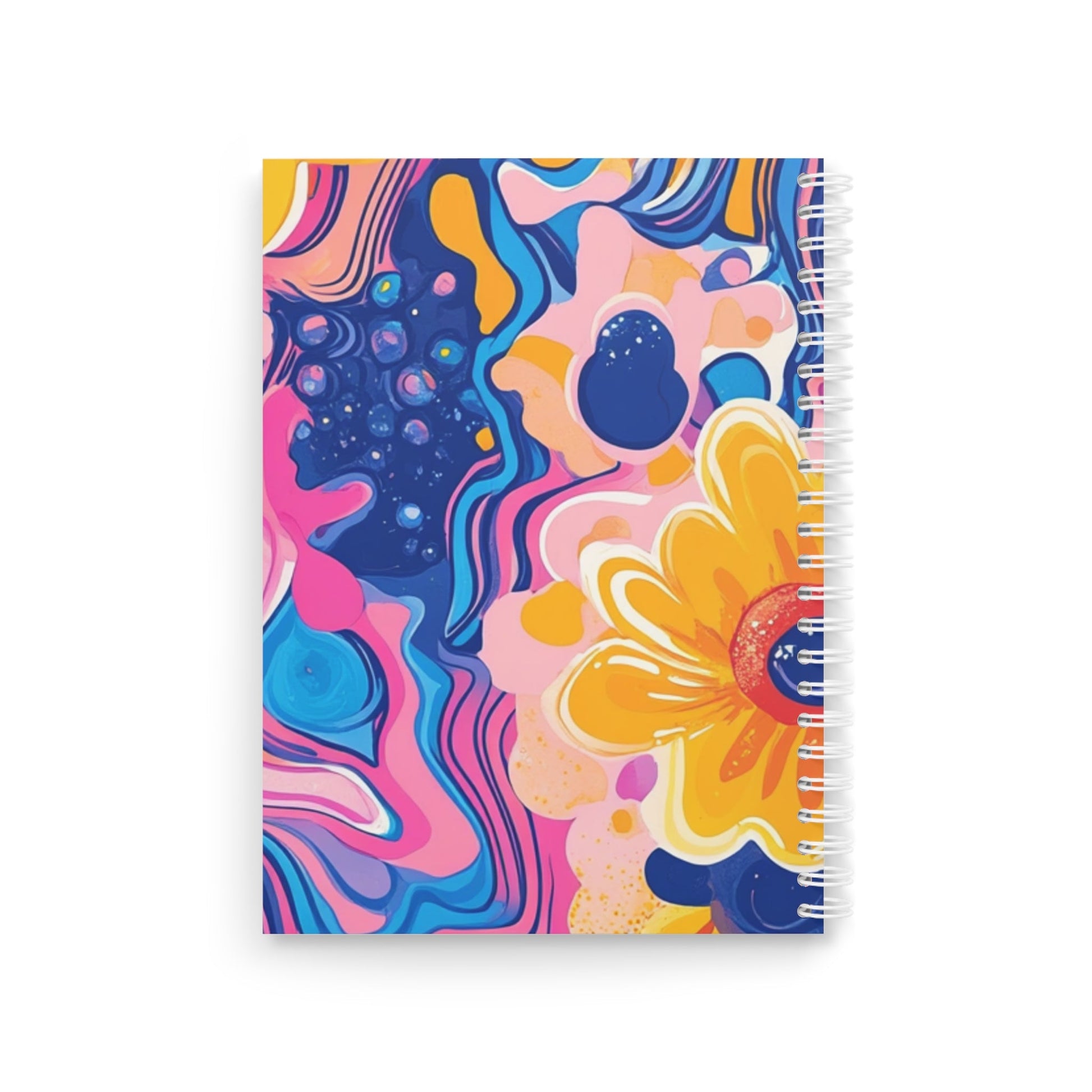 Printify Abstract Floral Wide-Ruled Spiral Notebook 2025