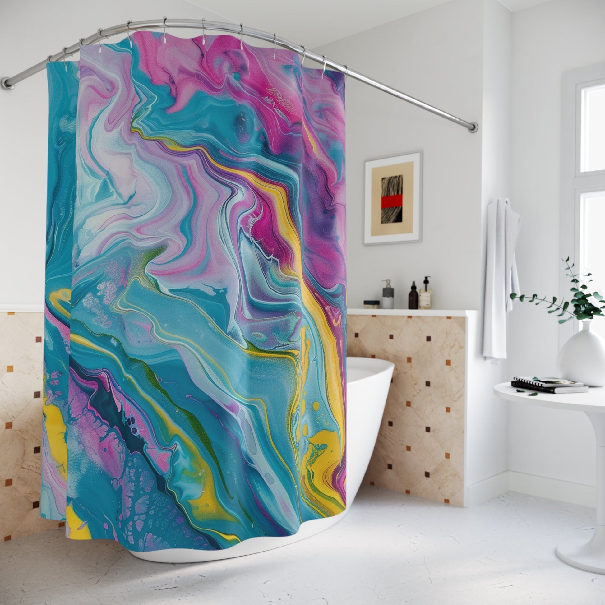 Abstract Fluid Art Shower Curtain, Artsulli - Art is Long, Life is Short, Home Decor, , , , , , , 