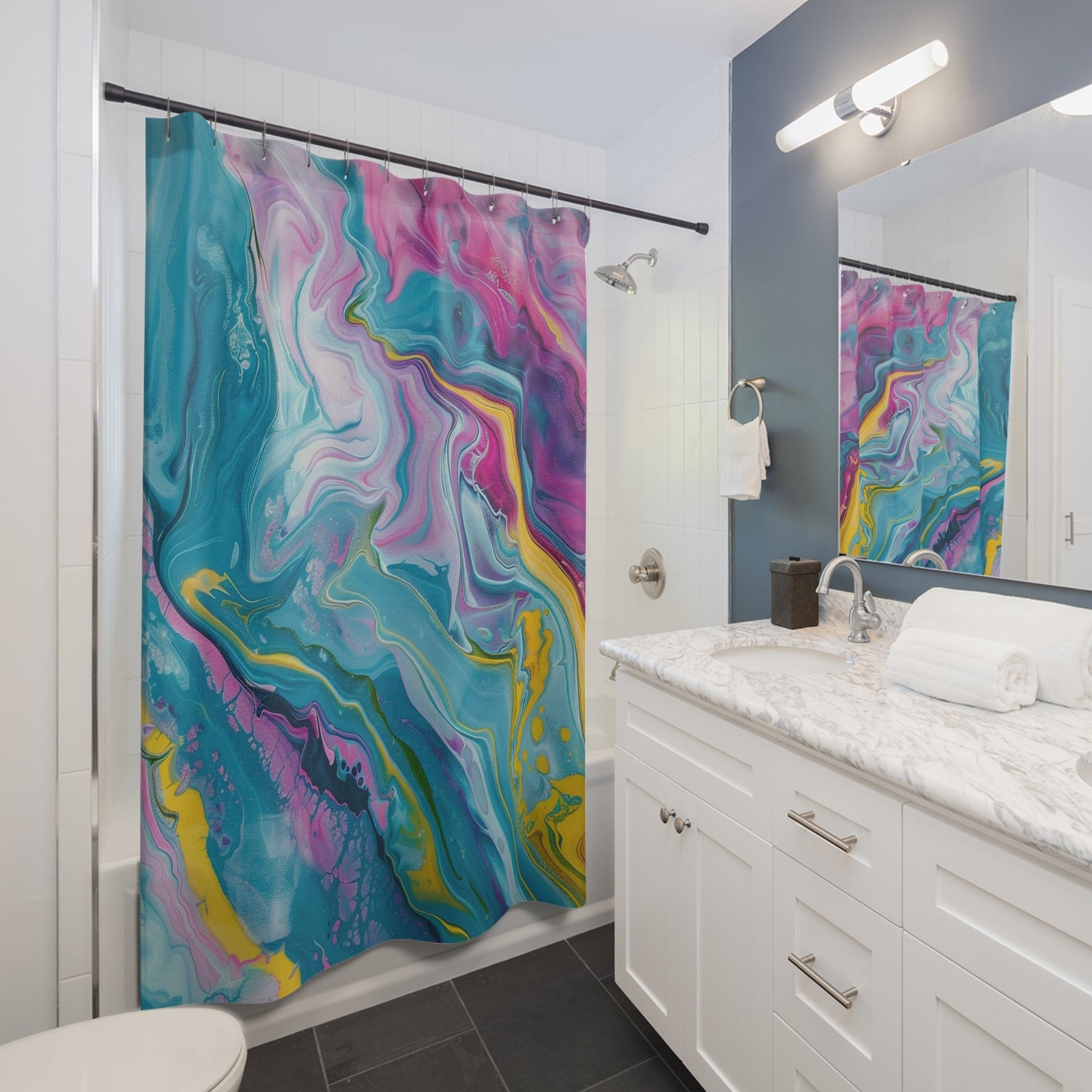 Abstract Fluid Art Shower Curtain, Artsulli - Art is Long, Life is Short, Home Decor, , , , , , , 