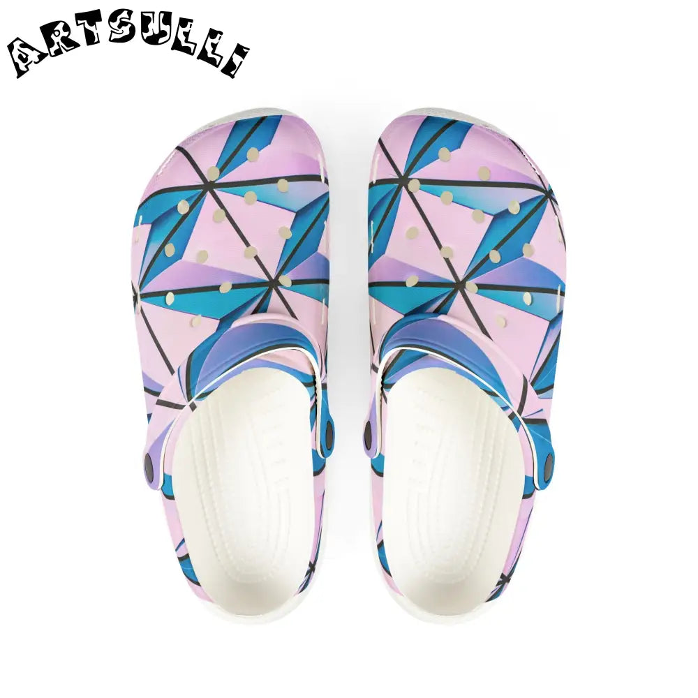 Abstract Geometric EVA Foam Clogs, Artsulli - Art is Long, Life is Short, Shoes, Size, US 6 (Women's), Color, White, , , 43264249123196268055