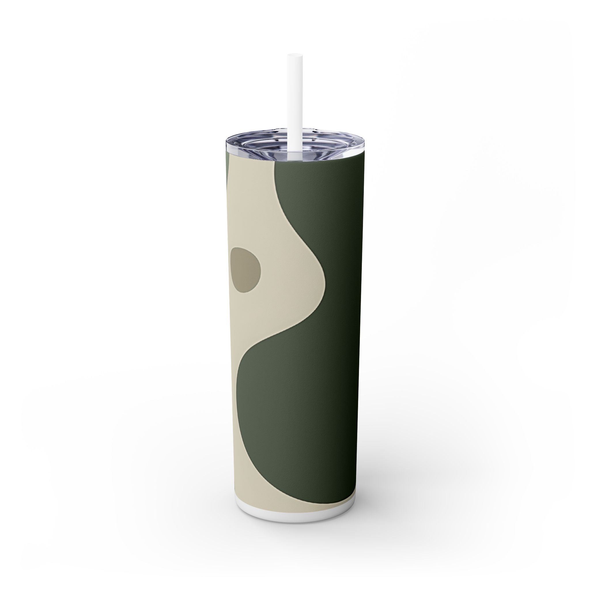 Printify Abstract Green and Beige Maars Skinny Tumbler 2025