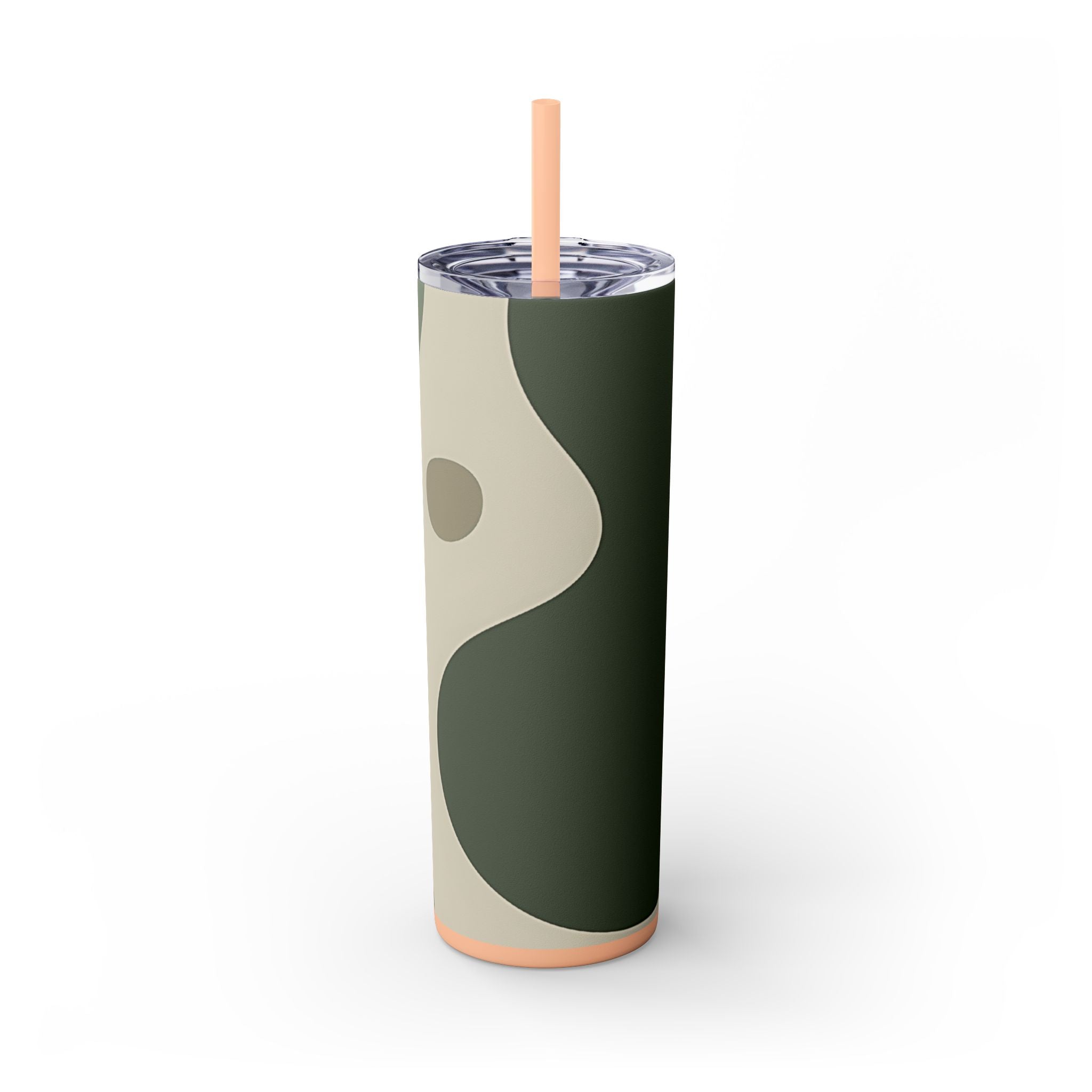 Abstract Green and Beige Maars Skinny Tumbler, Artsulli - Art is Long, Life is Short, Mug, Finish, Matte, Color, Blush, Size, 20oz, 91758370825763913538