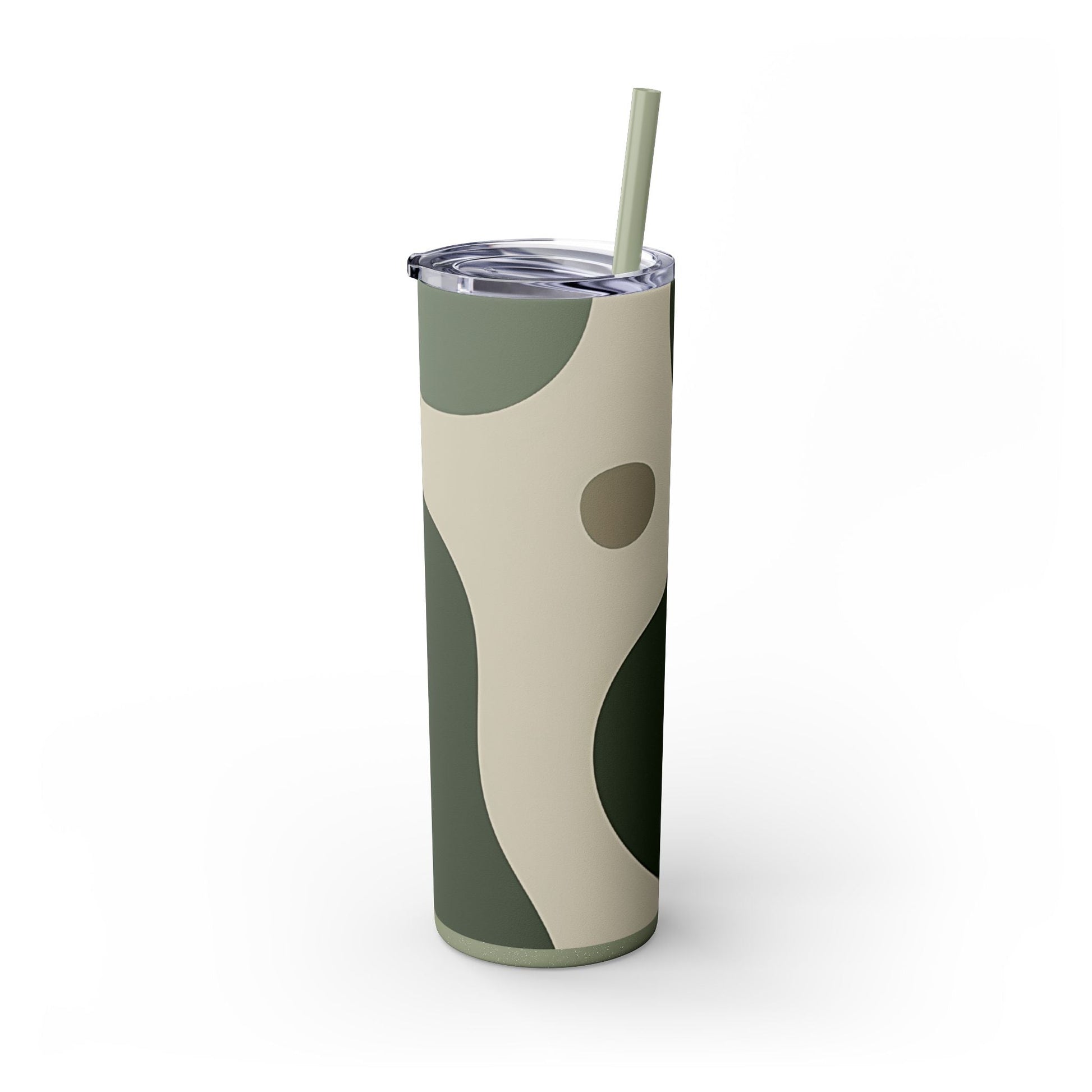 Abstract Green and Beige Maars Skinny Tumbler, Artsulli - Art is Long, Life is Short, Mug, , , , , , , 