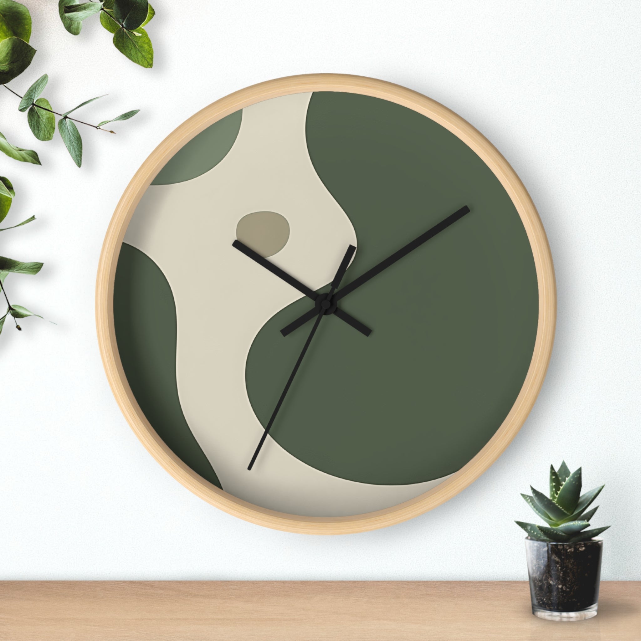 Abstract Green and Beige Wall Clock, Artsulli - Art is Long, Life is Short, Home Decor, , , , , , , 