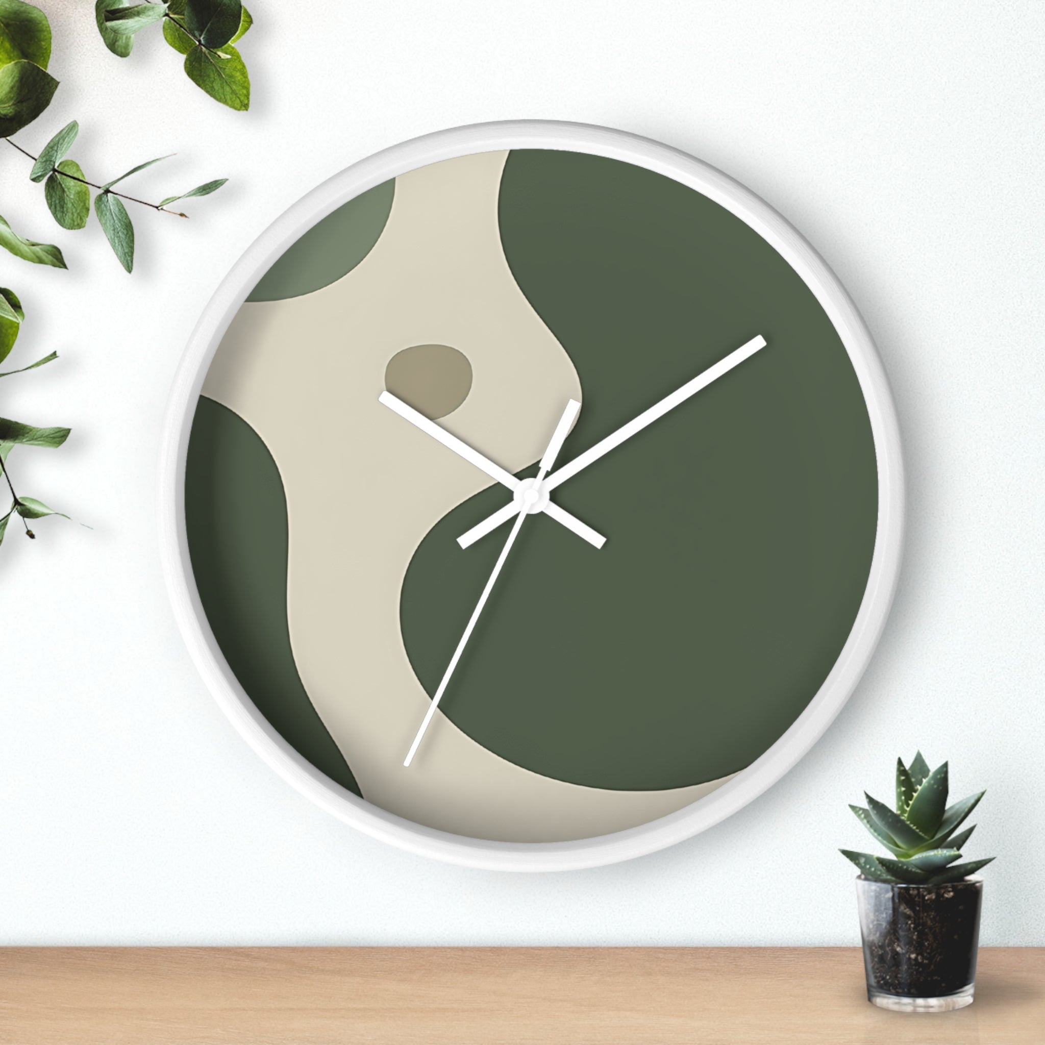 Abstract Green and Beige Wall Clock, Artsulli - Art is Long, Life is Short, Home Decor, , , , , , , 