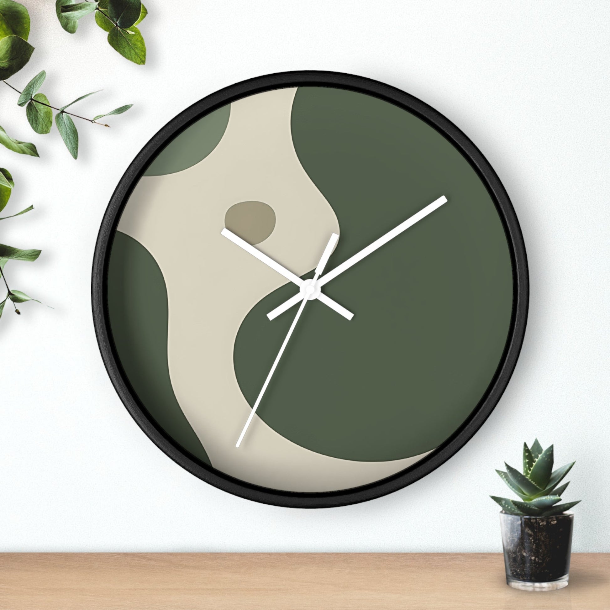 Abstract Green and Beige Wall Clock, Artsulli - Art is Long, Life is Short, Home Decor, , , , , , , 